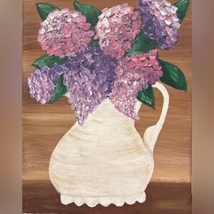 Floral Canvas Art with Purple and Pink Blooms Painting